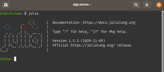 A screenshot showing the Julia REPL window